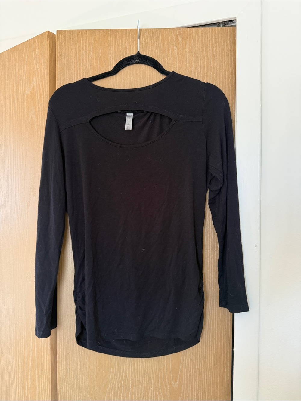 Women's Black Long-Sleeve Tee with Cutout